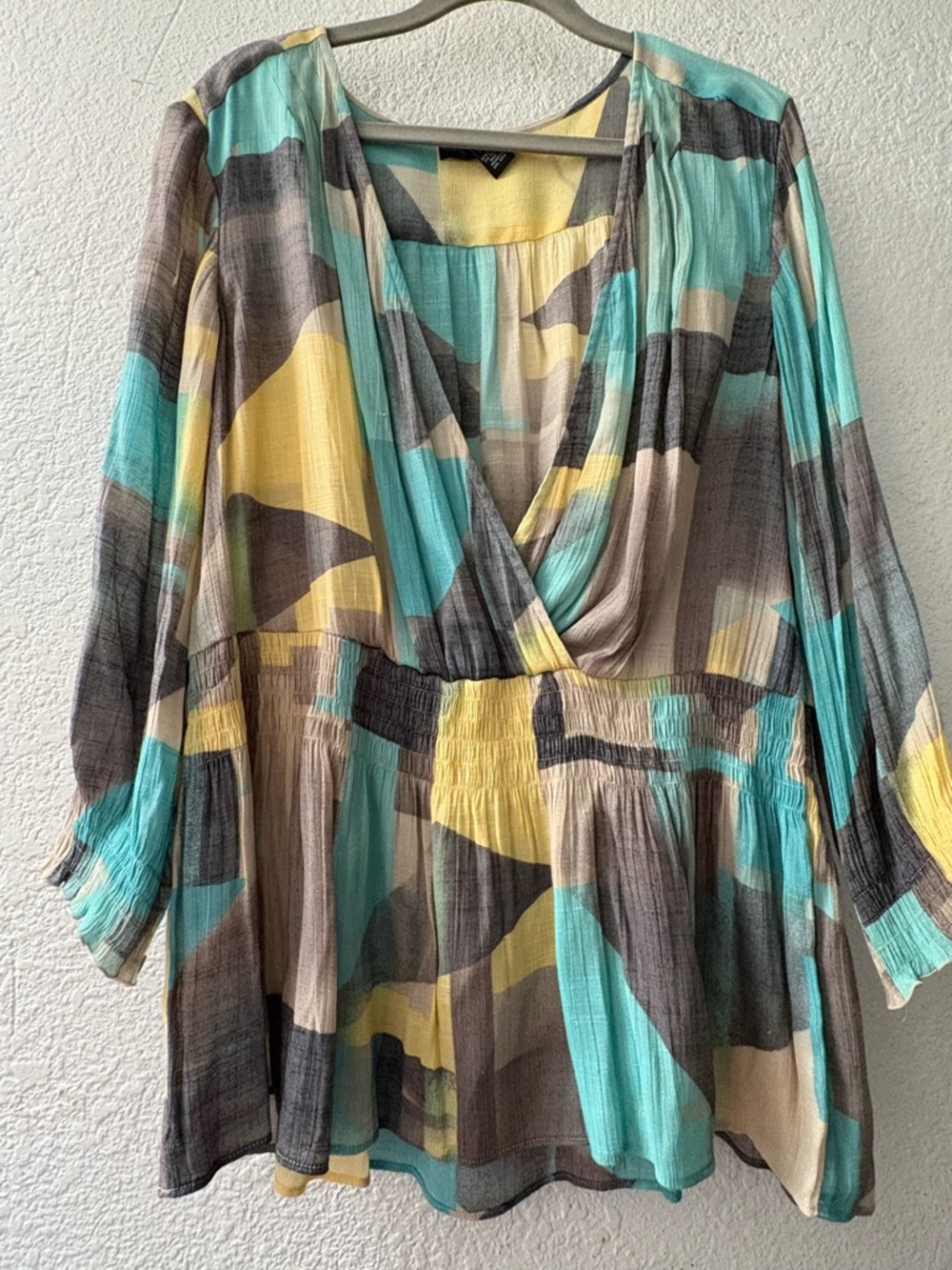 Alfani Women’s Blouse Size 14 Sheer Wrap Style Long Sleeve Flowy Top